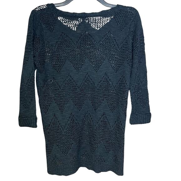 Pink Republic sweater see thru loose knit black comfy top size large - Picture 2 of 3